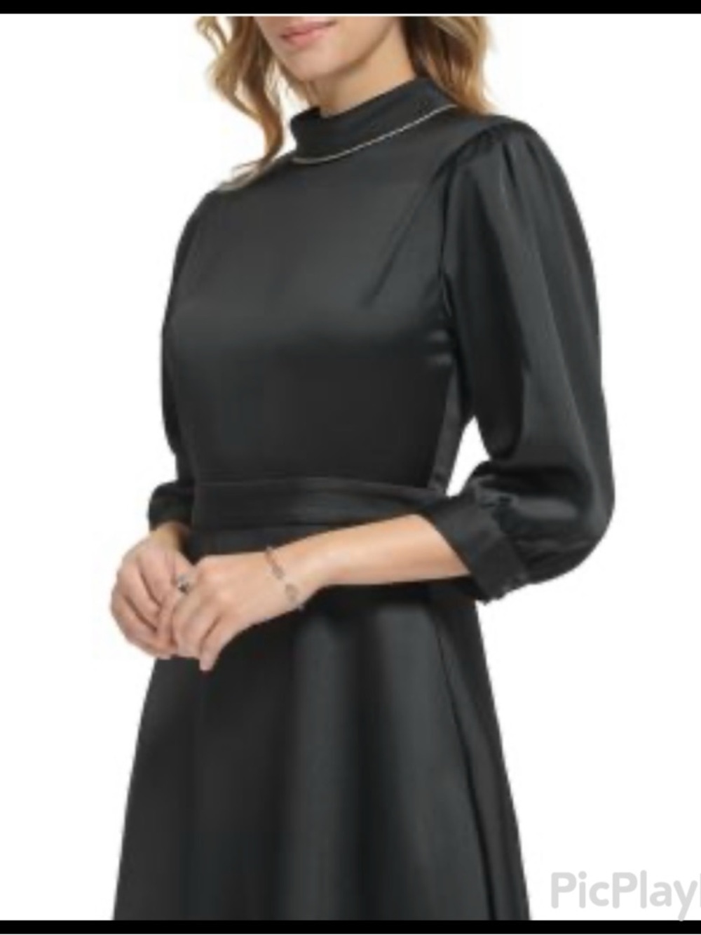 Karl Lagerfeld Paris Crystal Embellished Black Satin Asymmetrical Dress (NWT)